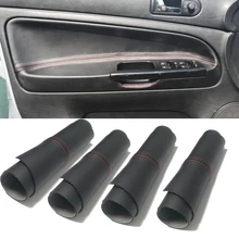 4 шт. Автомобильная черная из микрофибры кожаная Дверная панель Подлокотник Накладка защитный коврик интерьерные аксессуары для VW Passat B5 1998-2006