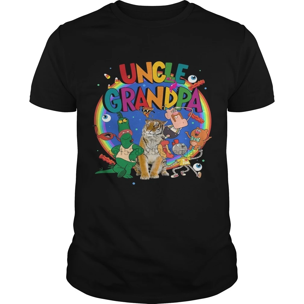 Мужская футболка с коротким рукавом CN Uncle Grandpa логотип всей команды радужная