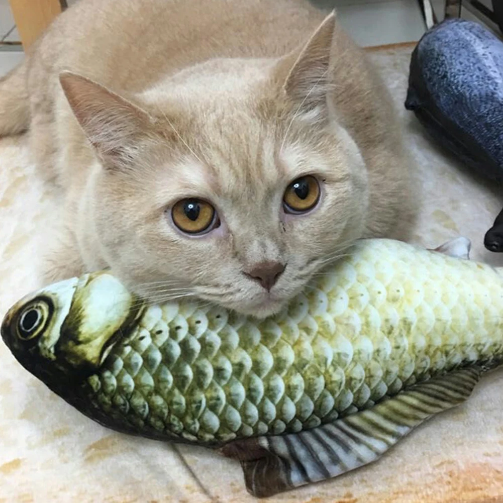 Pet Cats Artificial Plush Fish Shaped Catnip Dental Teeth Care Clean Chewing Toy 2020
