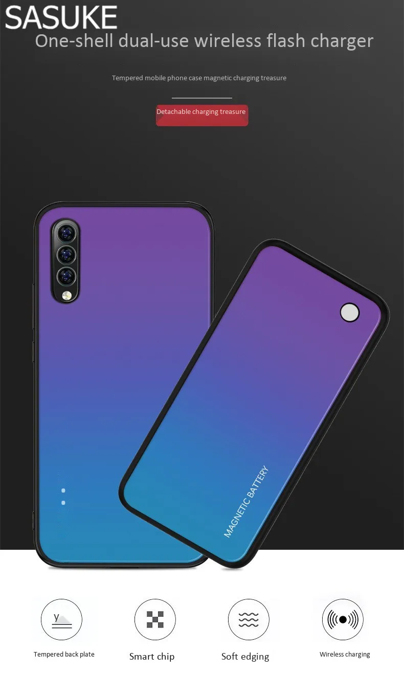 5000 мАч чехол для зарядного устройства для Xiaomi Mi 9, беспроводной внешний аккумулятор для Xiaomi Mi 9, сплошной цвет, Магнитный чехол