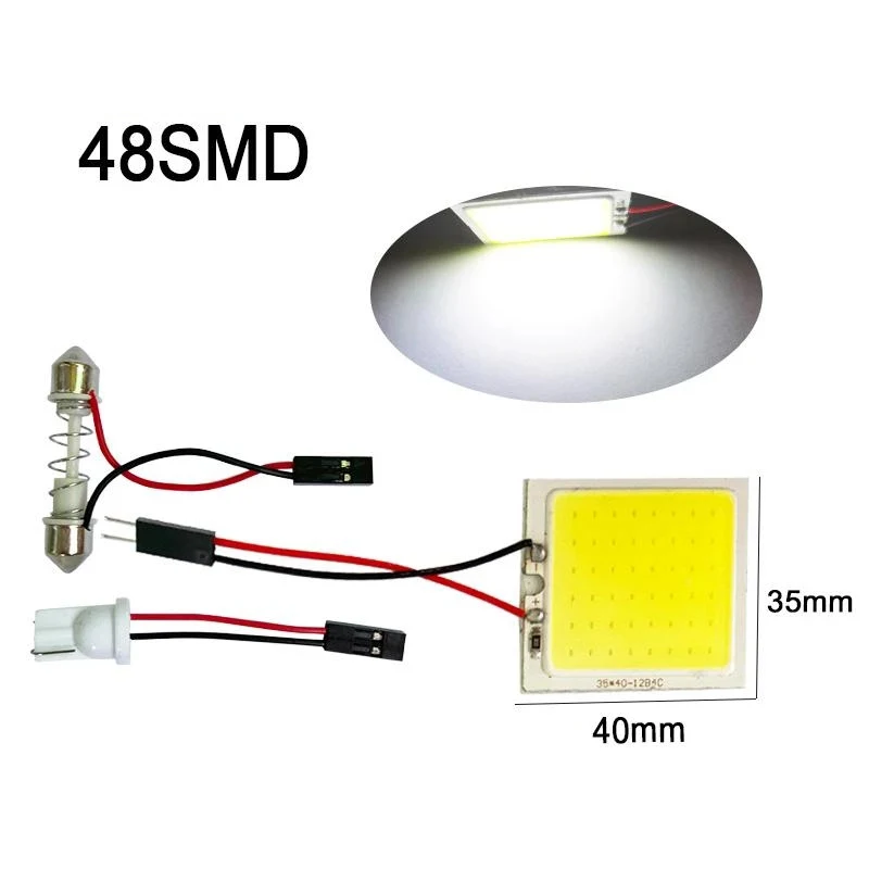 Led Car Interior Light Bulb 48 Led 5000k Auto Light-emitting Diode Dome  Festoon Roof Trunk Lamp Panel With T10 Adapter Base - Signal Lamp -  AliExpress