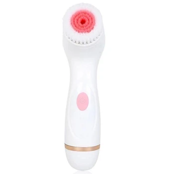 

Pink Electric Facial Cleansing Brush Face Cleanser Brushes with 3 Brush Head Skin Care Tool Beauty Machine