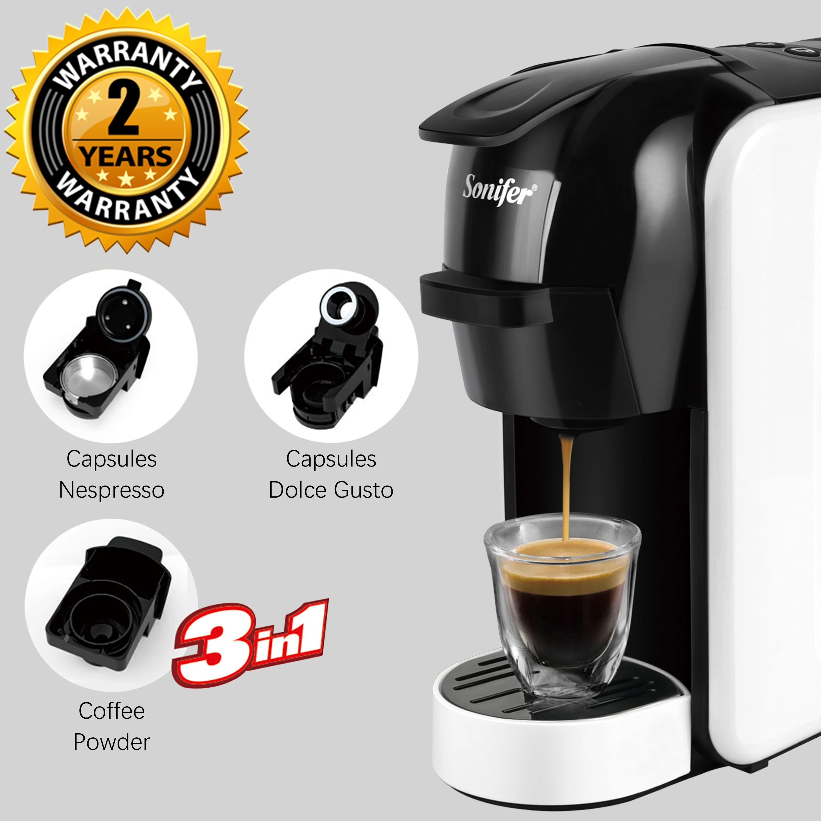 Sonifer-cafetera eléctrica italiana expreso en 1 para cápsulas aparato de cocina, 19 bar _ AliExpress Mobile