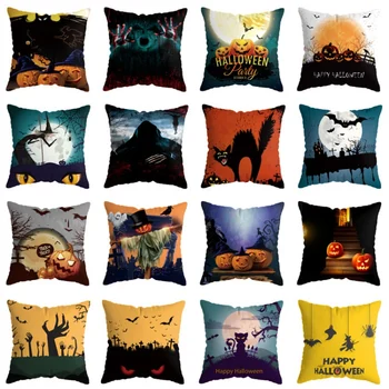 

Halloween Cartoon Scary Cotton Line Pillowcase Christmas Decorative Hotel Car Chair Home Decor Pillow Case