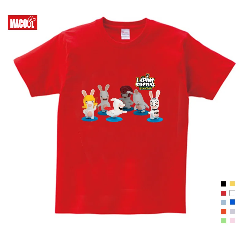 

3-9 Years Old Cartoon Child Crazy Rabbit Print T-shirt Boy Girl Rabbit Funny Child T-shirt Summer White Round Neck Cotton Shirt