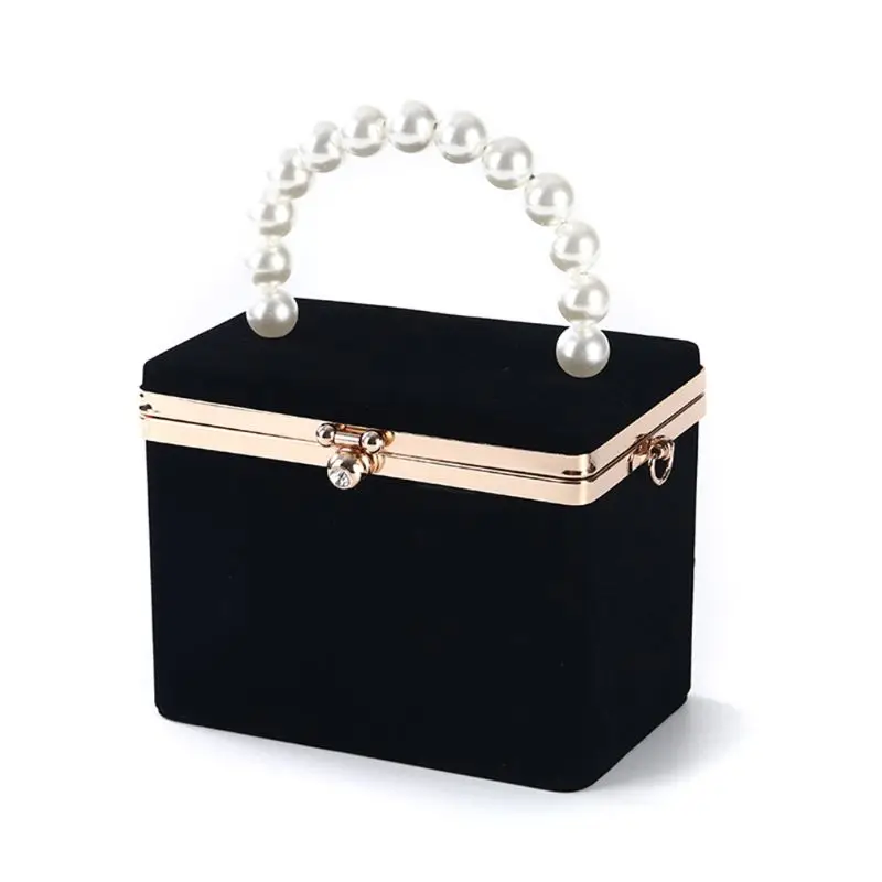 

Evening Clutch Bag for Women Artificial Pearl Box Crossbody Shoulder Handbag Wedding Party Prom Clutch Purse A69C