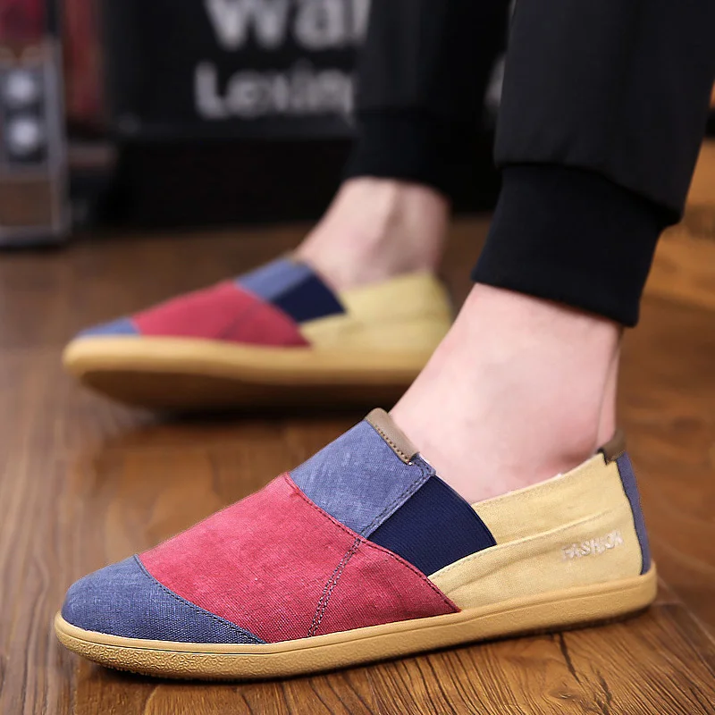 Promo Fichames 2018 nueva moda de verano empalme Color Vulticolor zapatos mocasines planos de Hombre Zapatos casuales zapatos de 3 colores Jaj0oxWG