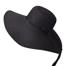 Горячая Женская широкая летняя пляжная шляпа женская Соломенная дискета(черный