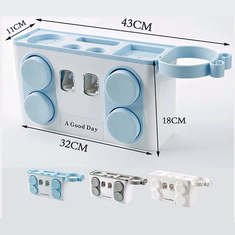 Multifunction Bathroom Accessories Automatic Toothpaste Dispenser With Suction Cup Toothbrush Holder Wall Toothpaste Squeeze