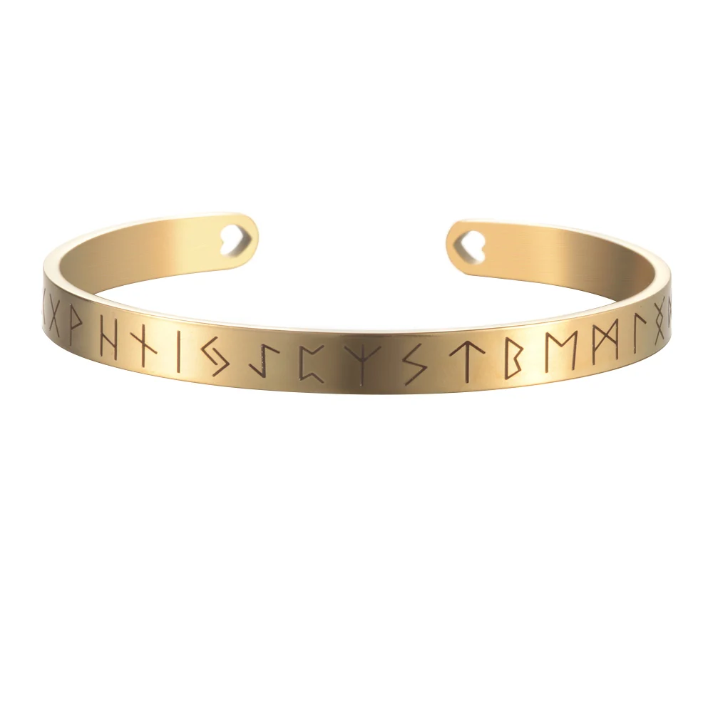 6mm gold Скандинавский Викинг браслет с рунами Регулируемый Амулет манжета браслет с валкнутом Нержавеющая сталь качество мужские ювелирные изделия SL-144 - Окраска металла: 6mm gold
