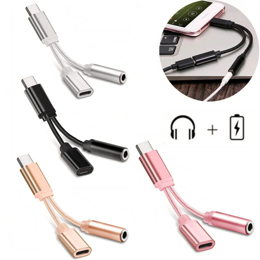 2 в 1 type-C к type C 3,5 мм наушники Aux адаптер с аудиоразъемом USB C разветвитель зарядный кабель для Xiaomi Mi 8 Redmi; Huawei samsung