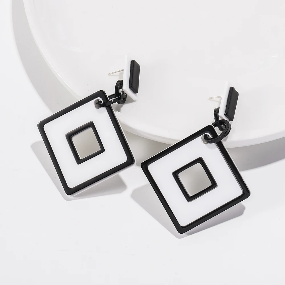 13 Styles ECO-Friendly Acetat Round Drop Earring For Women Double Layer Triangle Square Earring Gift