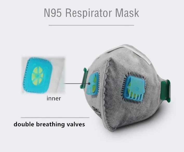 N95 одноразовая Пылезащитная маска для лица, безопасный респиратор, маска с двойным клапаном, промышленная защита от пыли