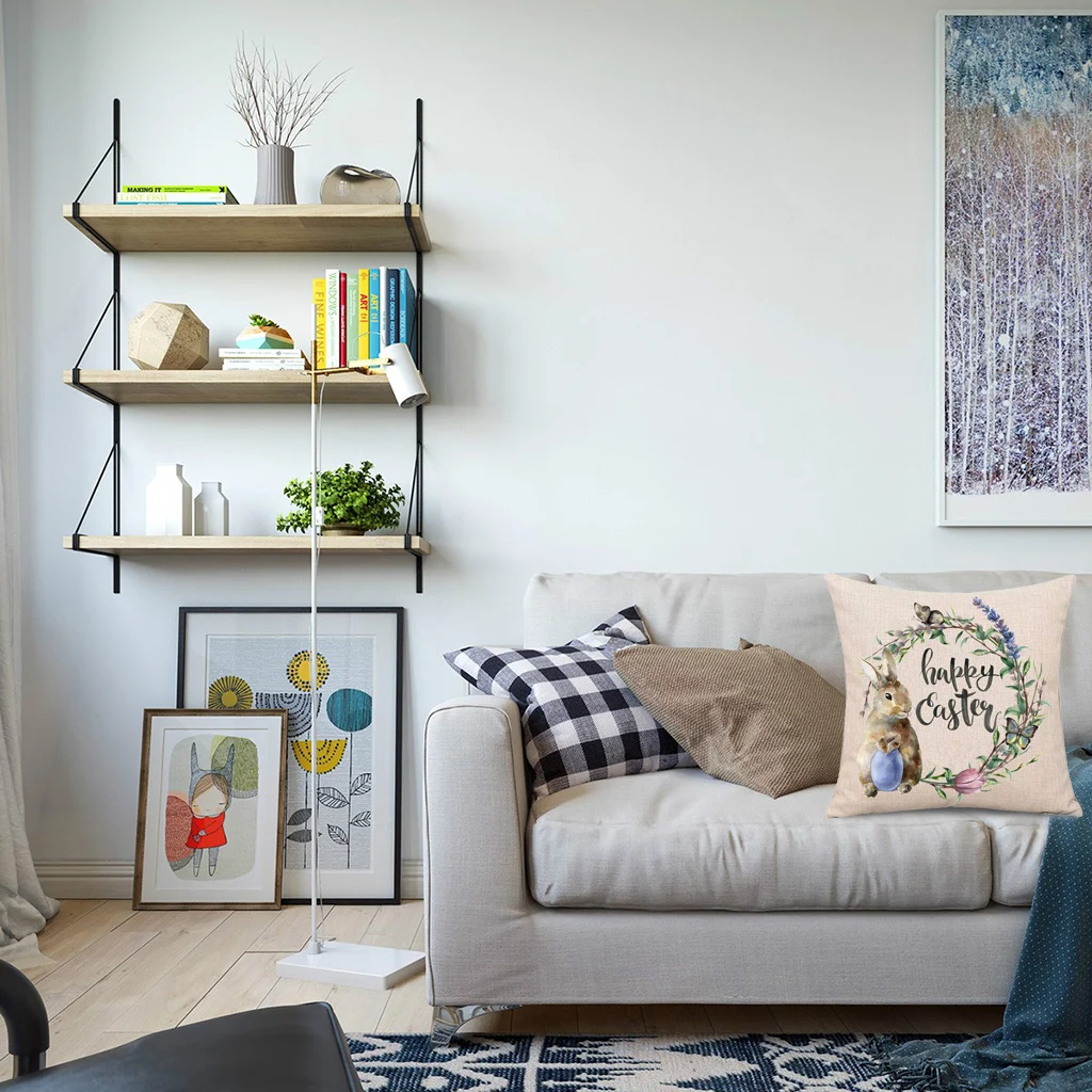 4 шт. весенний Пасхальный чехол для подушки кролик с яйцами чехол для подушки 18in