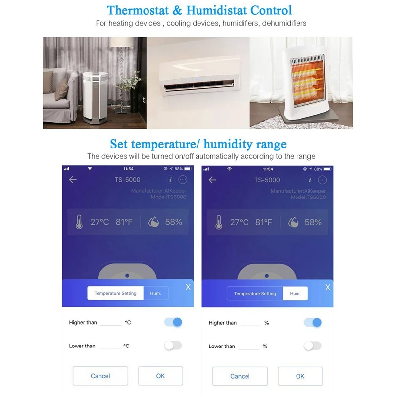 TS-5000 Wi-Fi контроль температуры и влажности розетка синхронизации wifi умная розетка дистанционное управление таймер переключатель(ЕС вилка