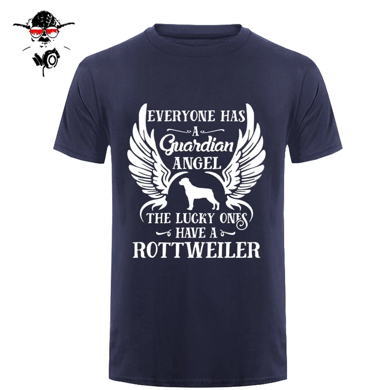 Брендовая забавная футболка с надписью My Guardian Angel Is A Rottweiler Мужская хлопковая