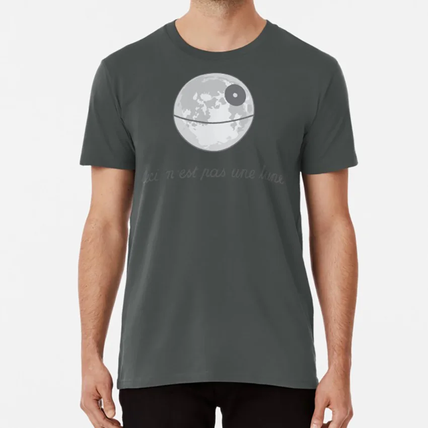 Ceci n'est pas une lune. T shirt treachery of images pipe moon satellite future galaxy evil planet weapon destruction