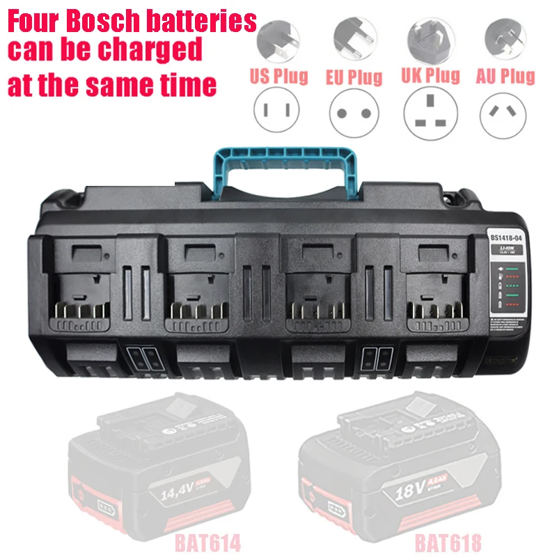 For BOSCH 14.4V 18V Li-ion Charger Rapid Optimum 4-Port 3A Charging Current Repl