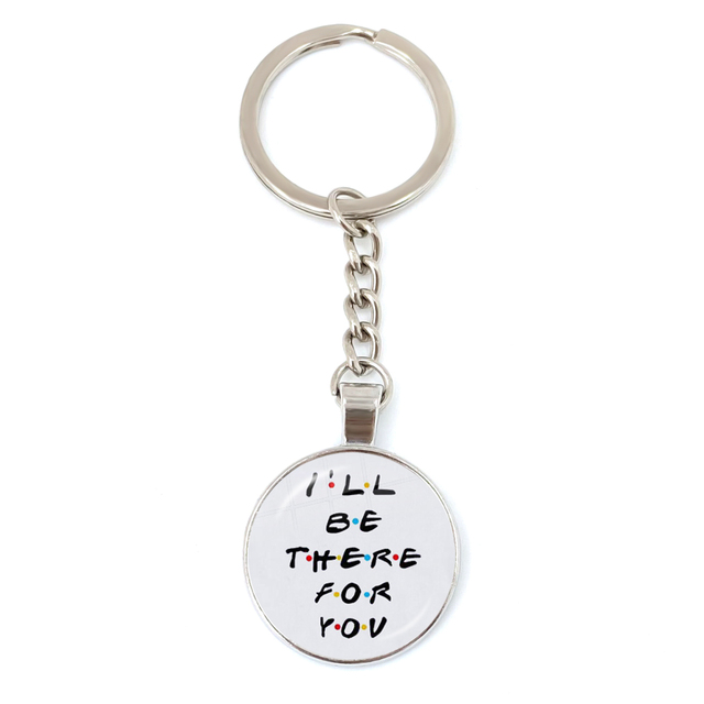 Friends TV Show Pendant Keychain Character Cartoon Fun Pattern 25mm Glass Cabochon Key Ring Keyholder Good Friend Gift