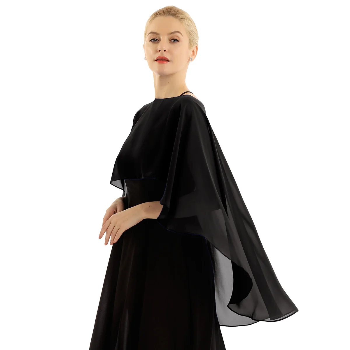 Womens Chiffon Cape Shawl Soft Lightweight High Low Shawl  Ladies Wedding Capes Shrug Bridal Long Shawl Casual Wraps