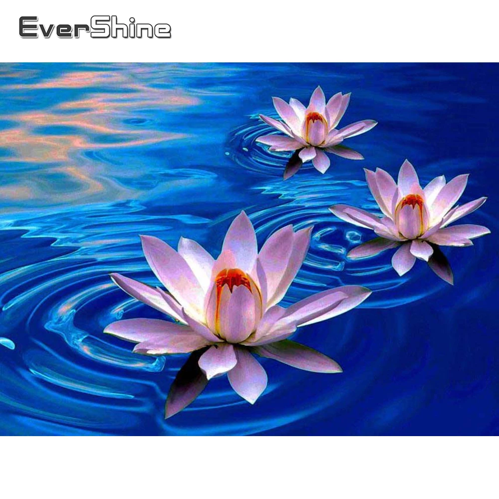 

Evershine Diamond Painting Flowers Full Square Drill Diamond Embroidery Lotus Full Set Cross Stitch Picture Of Rhinestone Crafts