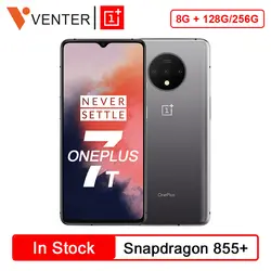 Смартфон OnePlus 7T с глобальной ПЗУ, 8 ГБ, 128 ГБ, Восьмиядерный процессор Snapdragon 855 +, 6,55 дюйма, 90 Гц, AMOLED экран, 48мп, тройная камера, 3800 мАч, NFC