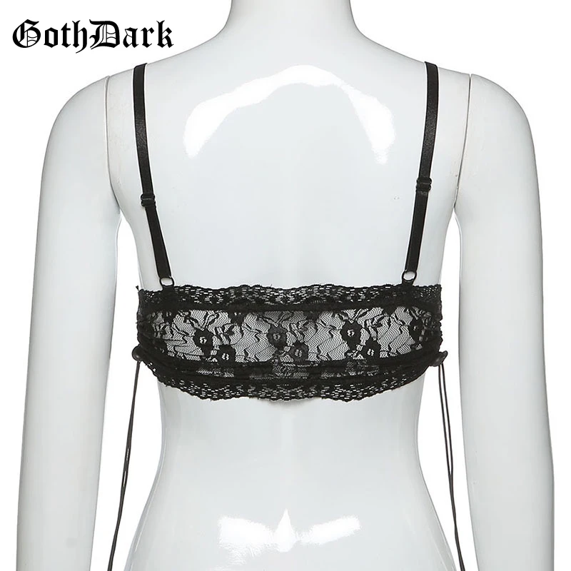 Goth Dark Sexy Gothic And Black Women Tank Top 2020 Y2k Mesh Bandage E-Girl Floral Lace Transparant Female Camis Summer Crop Top