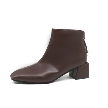 

Net red skinny boots autumn and winter short boots thick with square head British style wild Martin boots women boots