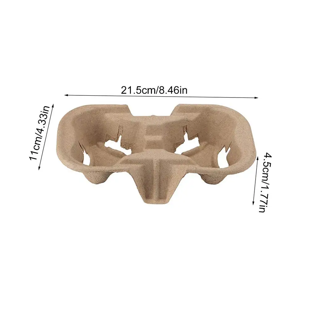 50PCS Disposable Pulp Cup Holder Coffee Milk Tea Drink Carrier Packed Tray Biodegradable Disposable Cup Holder Takeaway Shops