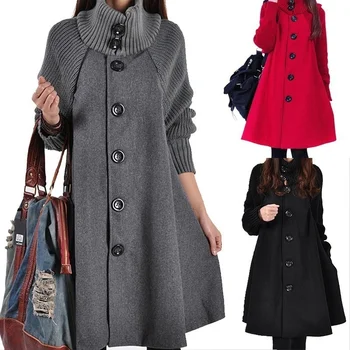 

ZOGAA 2019 New Winter Women's Fashion Woolen Coats Female Casual Long Bating Sleeve Overcoat Outwear Ladies Loose Cotton Coat