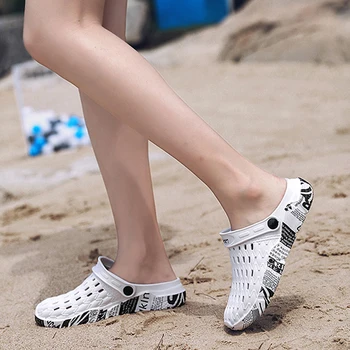 

Printed Hollow Men And Women Slippers Summer Beach Couple Bird Nest Half Slippers Wading Shoes Lazy Shoes Casual 2020