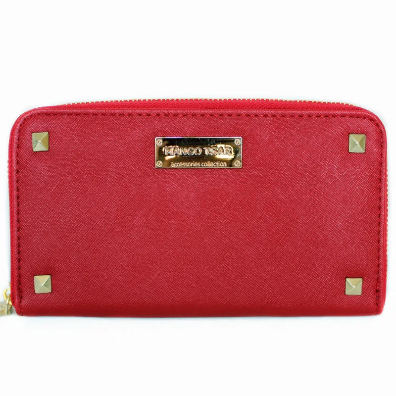 

MANGO Tsar WOMEN'S Bag 2019 New Style Fashion Clutch Bag Versatile Wallet Cross Pattern Rivet Long Wallet