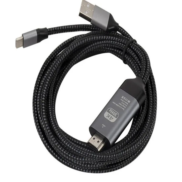 USB C type-C к HDMI HD tv AV Кабель-адаптер 4K для samsung Galaxy S9 Plus шнур - Цвет: Черный