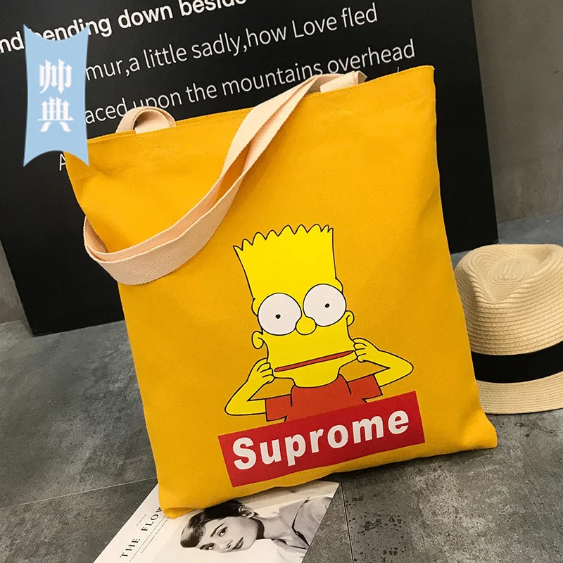 Корейский стиль рюкзак из холщовой ткани с принтом мультфильма анимация стиль Холщовая Сумка через плечо Экологически чистая Sh