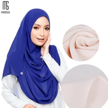 Manoswe женский Мусульманский купальник, шифоновый платок, Одноцветный светильник, дышащие Исламские шали, женские тюрбан, головной платок, хиджаб