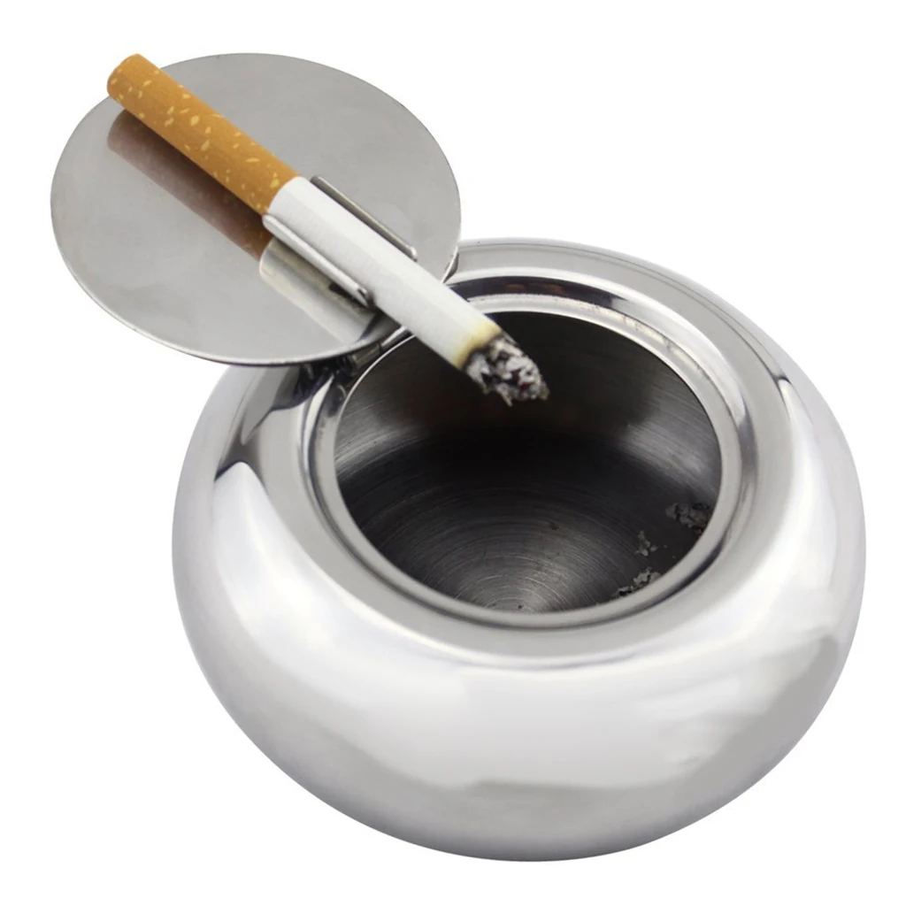 Ashtray With Lid Stainless Steel Smoke House Restaurant In Hotel Cafe