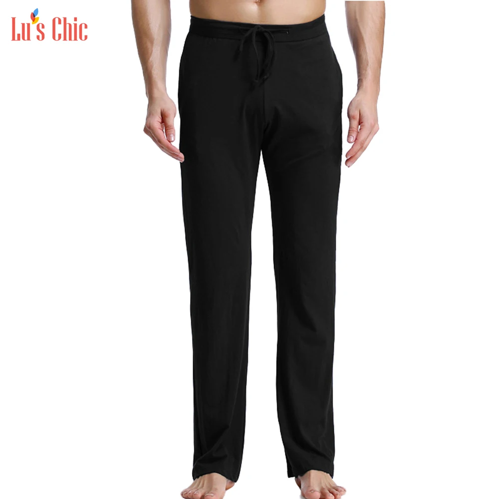 Black Lu's Chic Мужская длинная мягкая Пижама карманы брюк брюки для пижамы модальные тонкие Loungewear трусы длинные трусики - Цвет: Black