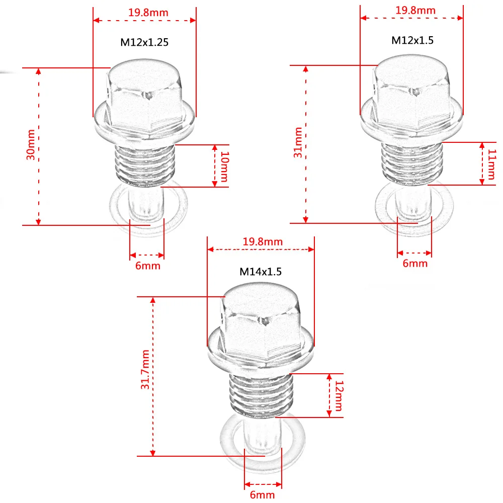 LZONE-M12x1.5 M12x1.25 M14x1.5 Магнитная дренажная масляная пробка и слив масла сливной гайки(много цветов) ODP12125/1215/1415