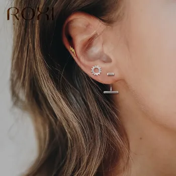 

ROXI Vintage Punk Thunder Earrings Pendientes Mujer 100% 925 Sterling Silver Cute Tiny Lightning Stud Earrings for Women Jewelry