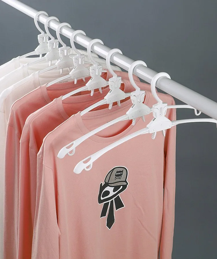 Rotate Anti-Skid Folding Hanger Plastic Drying Rack Magic Clothes Hangers Space Savers Organizer Multi Functional Adult White (17)