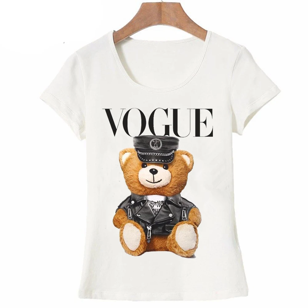 Женская футболка с коротким рукавом Vogue Police Bear белая плюшевым медведем крутые
