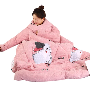 

Lazy Quilt with Sleeves Warm Thicken Blanket Multifunction Soft for Home Winter Nap DTT88