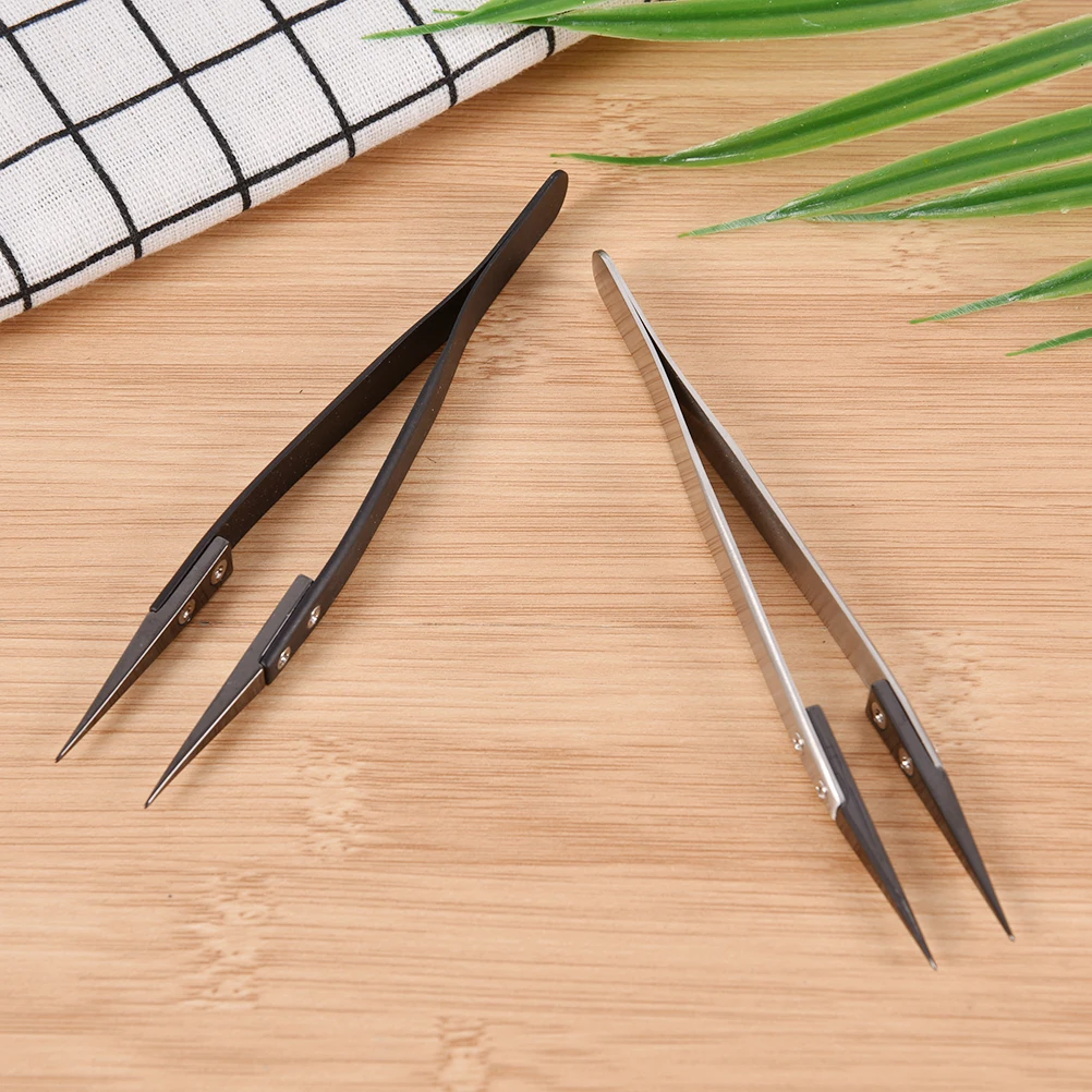 Stainless Steel Ceramic Tipped Tweezers Fine Pointed Tips Heat Resistant  Tweezer