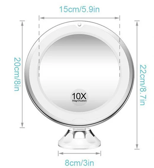 10X увеличительное зеркало присоска зеркало для макияжа светодиодный светильник косметическое зеркало самолет/подставка/карман/косметическое зеркало макияж - Цвет: 10x
