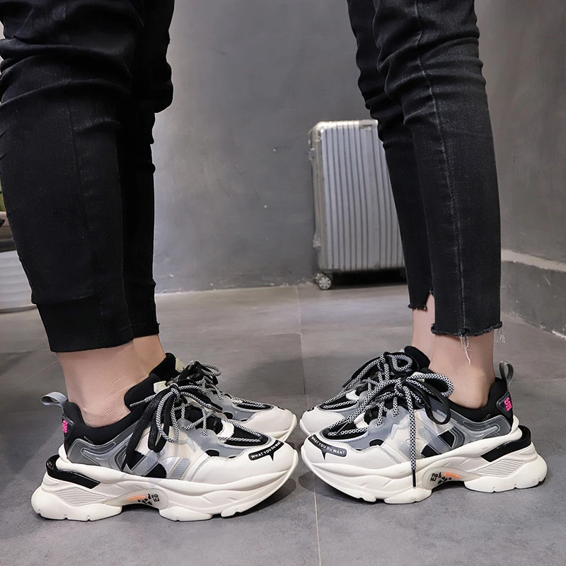 

2019 New Unisex Chunky Sneakers Casual Dad Vulcanize Shoes Female Street Designer Fashion Sneakers Ladies basket femme Plus Size