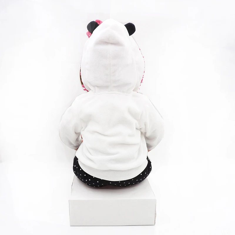 Children Reborn Baby Doll Toy 48CM Soft Silicone Cute Panda Cloth Body Short Hair Realistic Baby Doll Toddler Kids Pretend Play