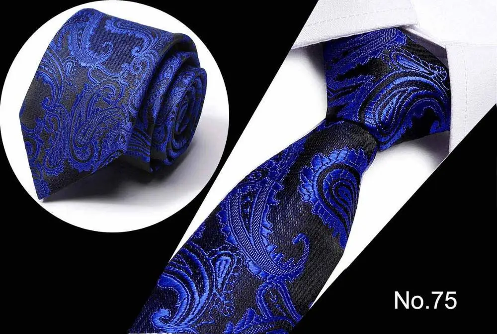Мужской галстук, черный, голубой, в горошек, модный, классический, 7,5 см., тонкий, обтягивающий, полиэстер, узкие галстуки, Шелковый, для жениха, для свадьбы, вечеринки, деловой ГАЛСТУК - Цвет: 75