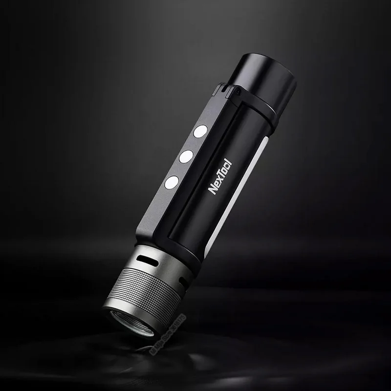 Youpin NEXTOOL 6-in-1 1000lm Dual-light Zoomable Alarm Flashlight USB-C Rechargeable Mobile Power Bank Camping Work Ligh 