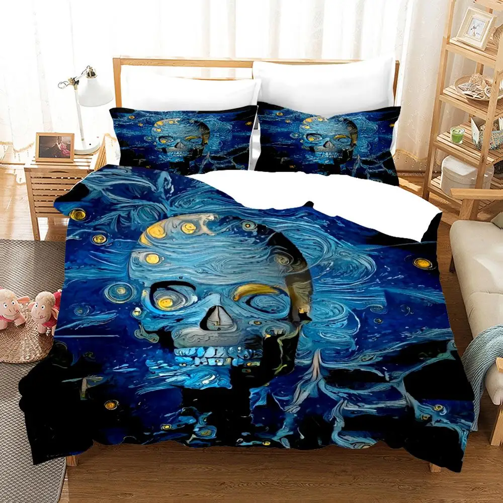 

Oil Painting Bedding Set Sugar Skull Comforter Set Boys Bed Linen Set 2/3 with Pillowcase Twin Full Queen Home Duvet Cover Set