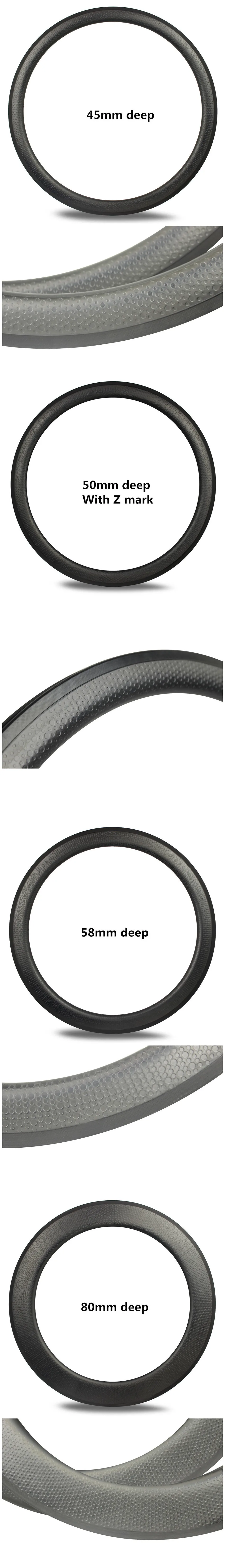 Clearance 50*25 700c Dimple Rim For  Race Road Bike Made By Japan Toray T700 Carbon Fiber Clincher Tubular Tubeless Golf Finishig 7